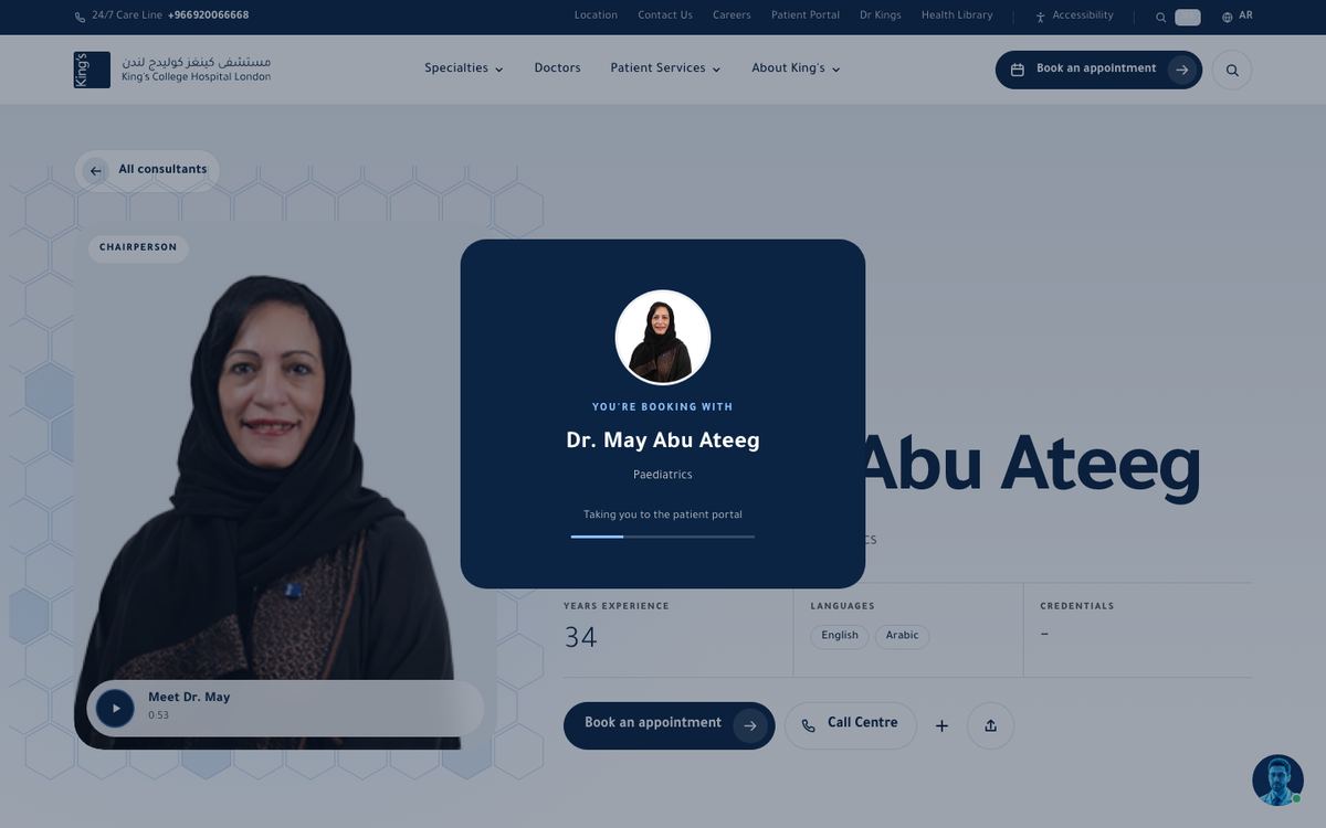 Booking card over the profile