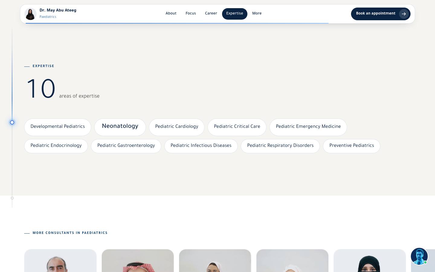 Expertise cloud with ten areas